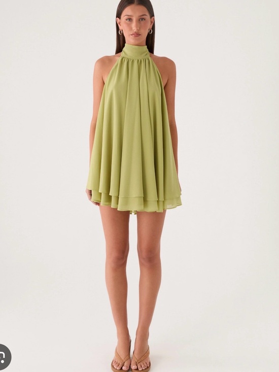 Peppermayo Dresses & Skirts - Peppermayo lime green lyrah Halter Swing Mini Dress